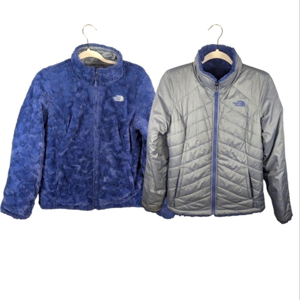 The Northface Face Women’s Reversible Mossbud Jacket Small Gray/Purple winter
